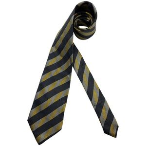 MISSONI Gray/Gold Striped Art Silk LUXURY Tie ITALY